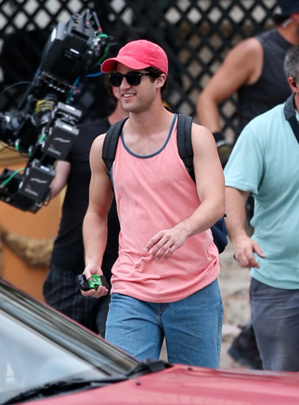 Darren Criss en el rodaje de 'American Crime Story'