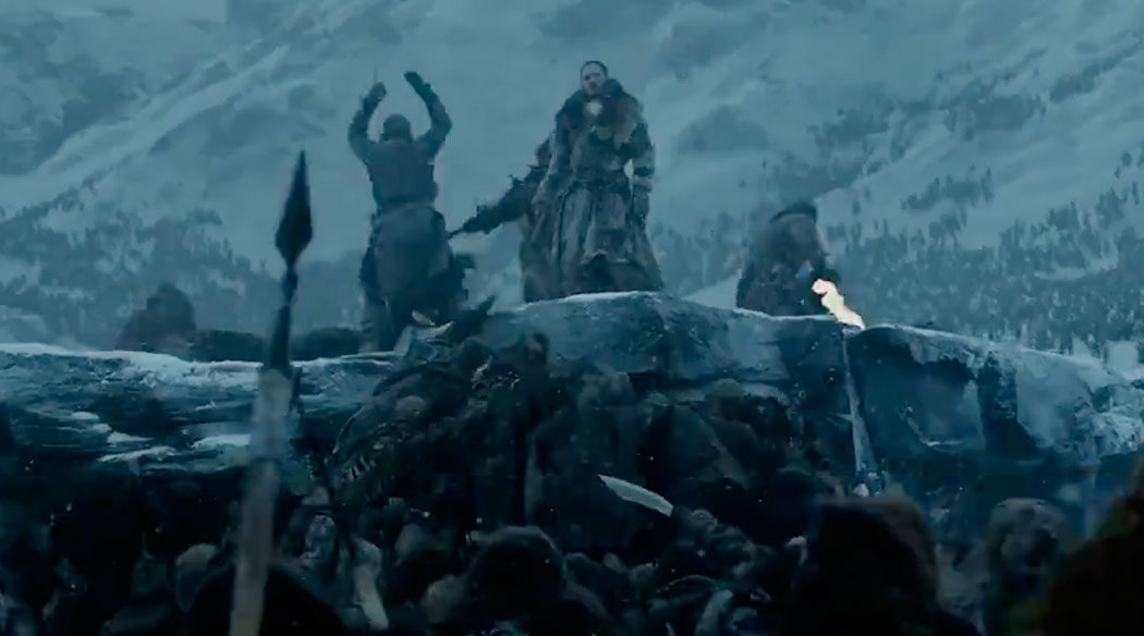 Jon Nieve en plena batalla con los caminantes blancos